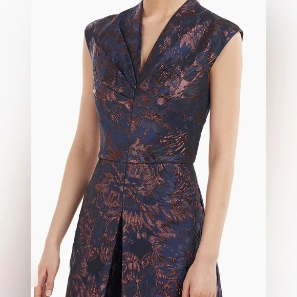 Kay Unger Navy/Bronze Wide-leg Faustine Jumpsuit - Picture 3 of 11